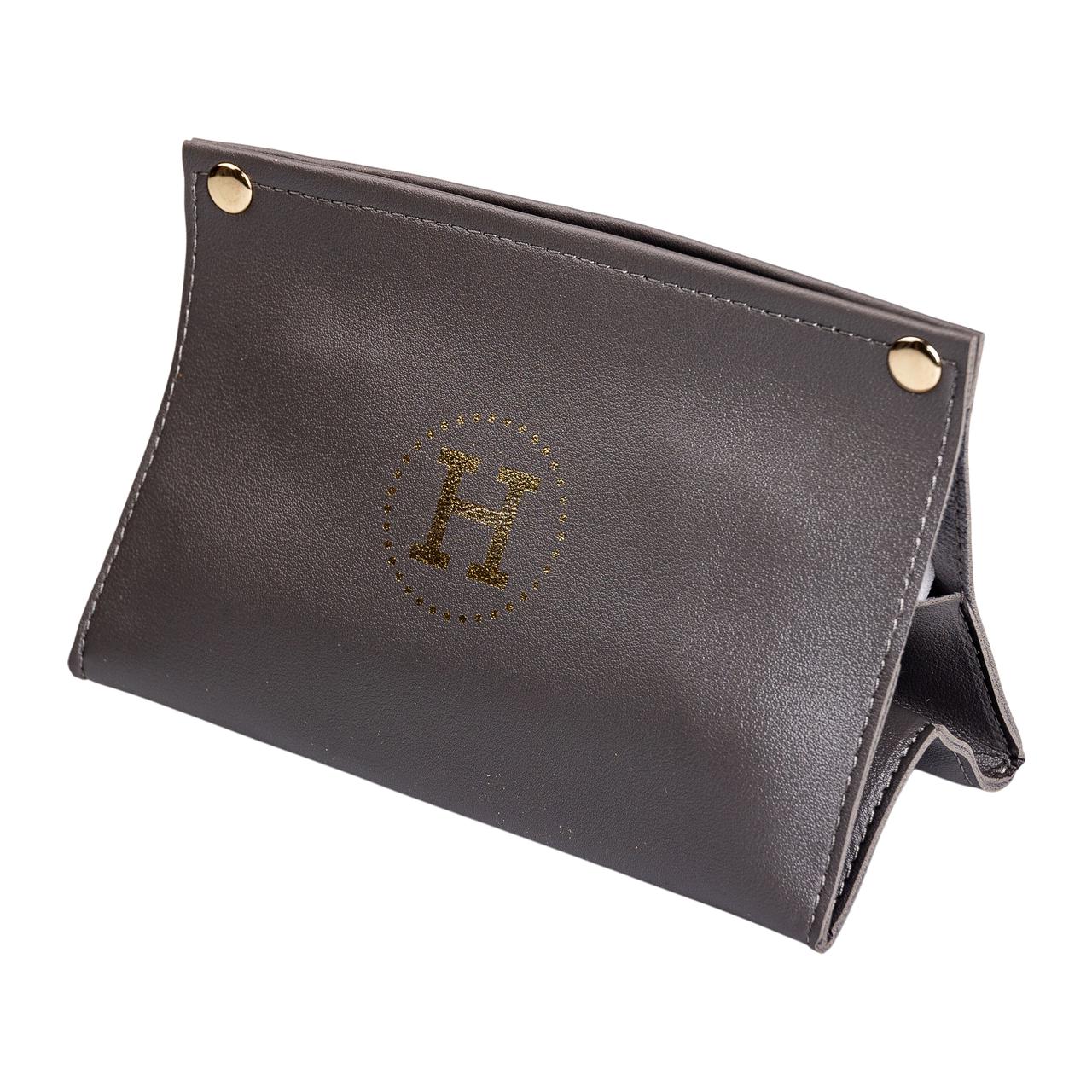 Серветниця автомобільна з еко шкіри 20х7.5х11.5 см органайзер для серветок, Сірий