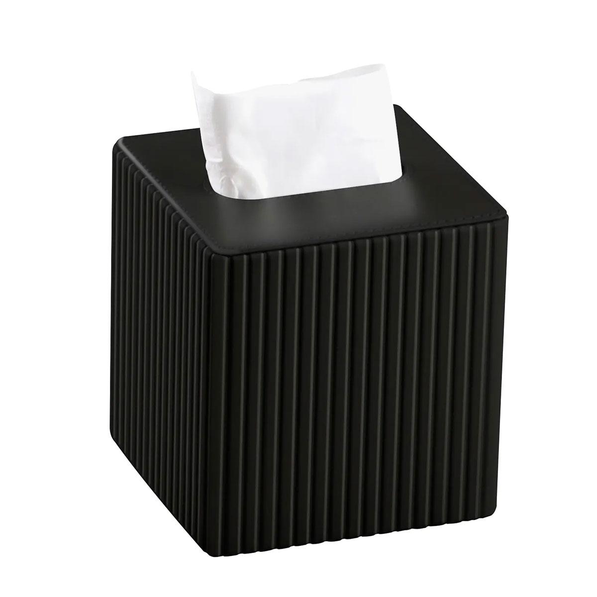 Серветниця з екошкіри квадратна 13х13х14.5 см органайзер для серветок на стіл, Чорний