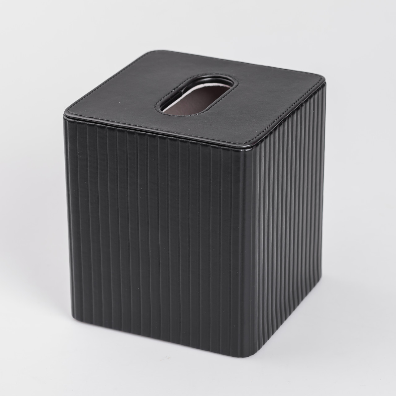 Серветниця з екошкіри квадратна 13х13х14.5 см органайзер для серветок на стіл, Чорний