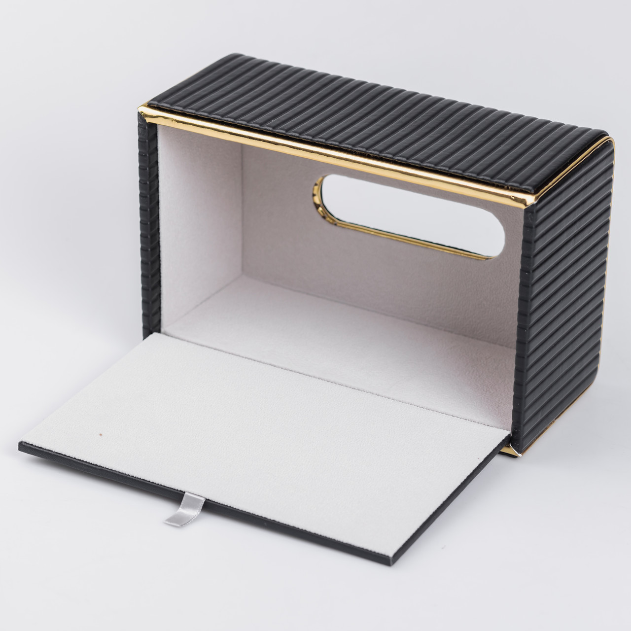 Серветниця з екошкіри прямокутна  21.5х13х9 см органайзер для серветок на стіл, Чорний