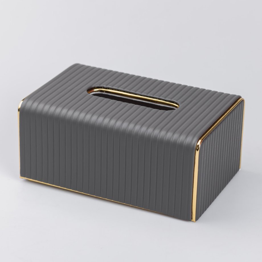 Серветниця з екошкіри прямокутна  21.5х13х9 см органайзер для серветок на стіл, Сірий