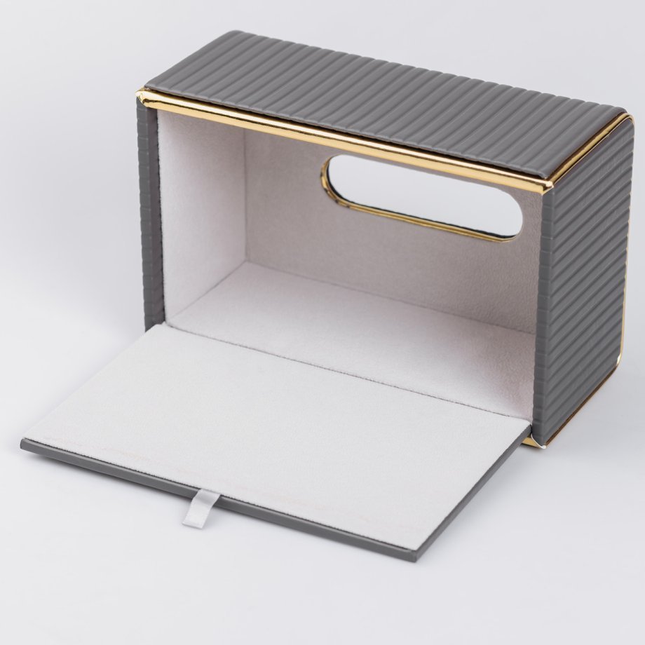 Серветниця з екошкіри прямокутна  21.5х13х9 см органайзер для серветок на стіл, Сірий