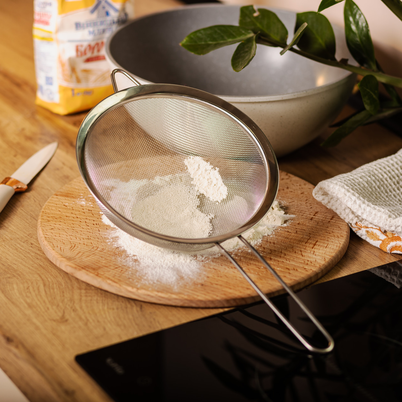 Сито дуршлак з ручкою 20 см дрібної сітці з нержавіючої сталі