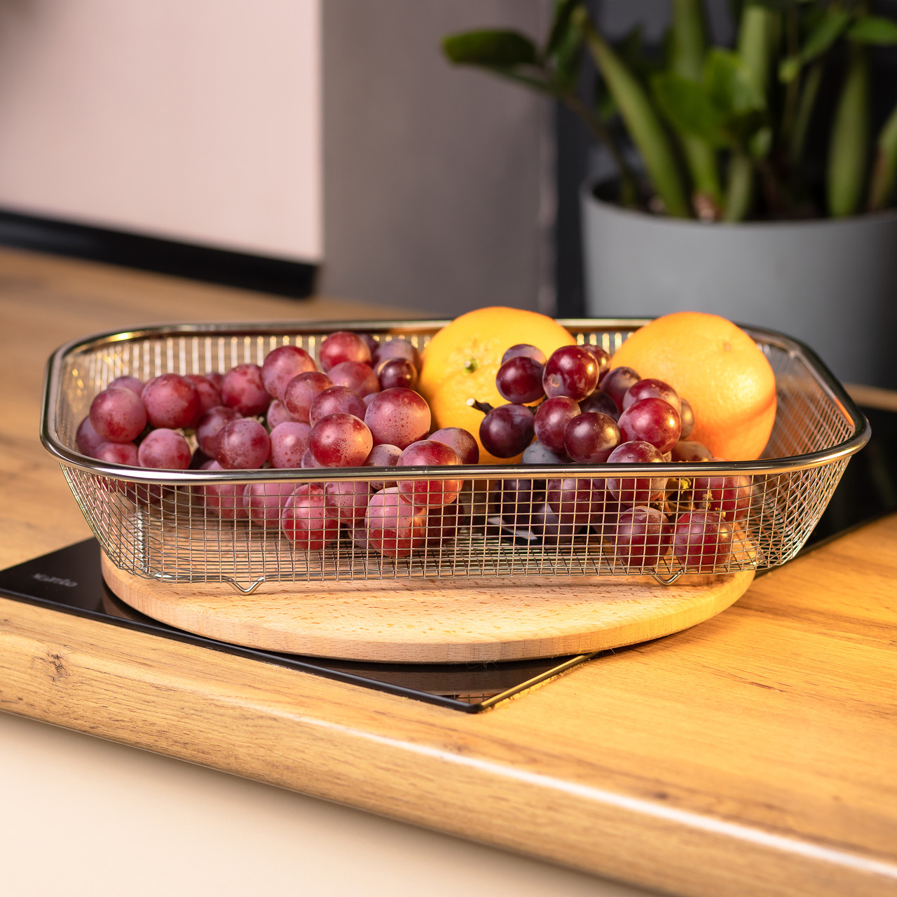 Сито-кошик для миття овочів та фруктів 37.5х27.5х6.8 см друшляк з нержавіючої сталі