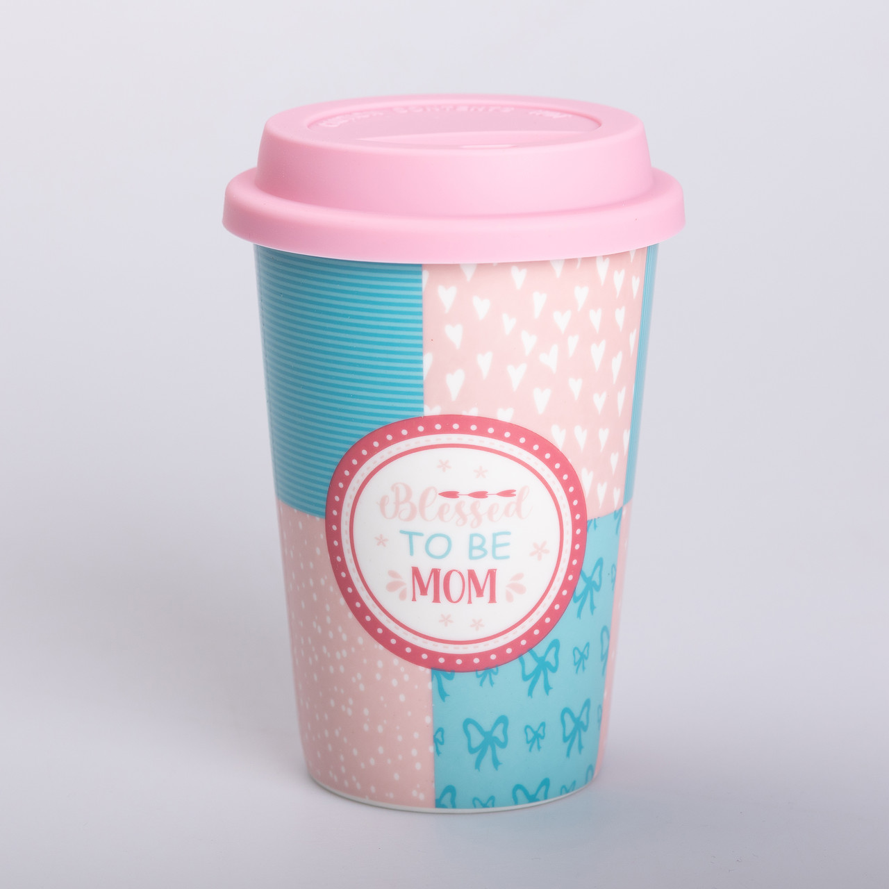 Склянка керамічна 420 (мл) із силіконовою кришкою Blessed to be mom