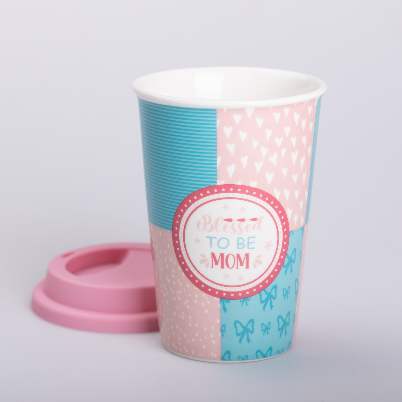 Склянка керамічна 420 (мл) із силіконовою кришкою Blessed to be mom