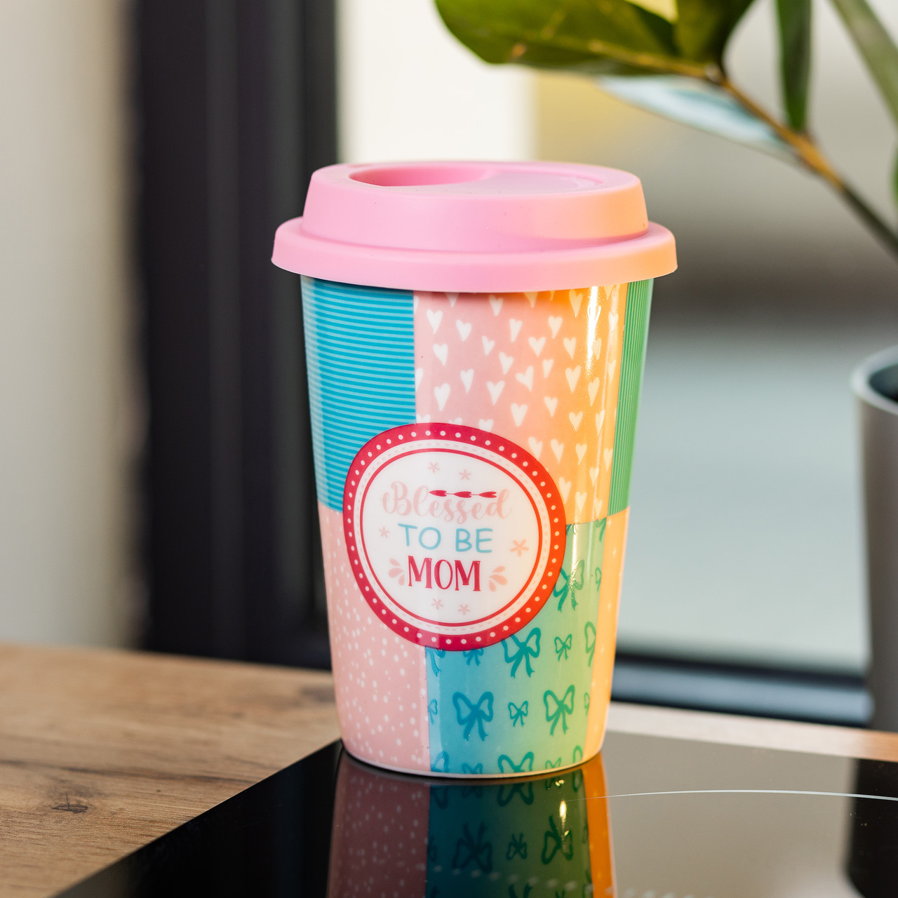 Склянка керамічна 420 (мл) із силіконовою кришкою Blessed to be mom