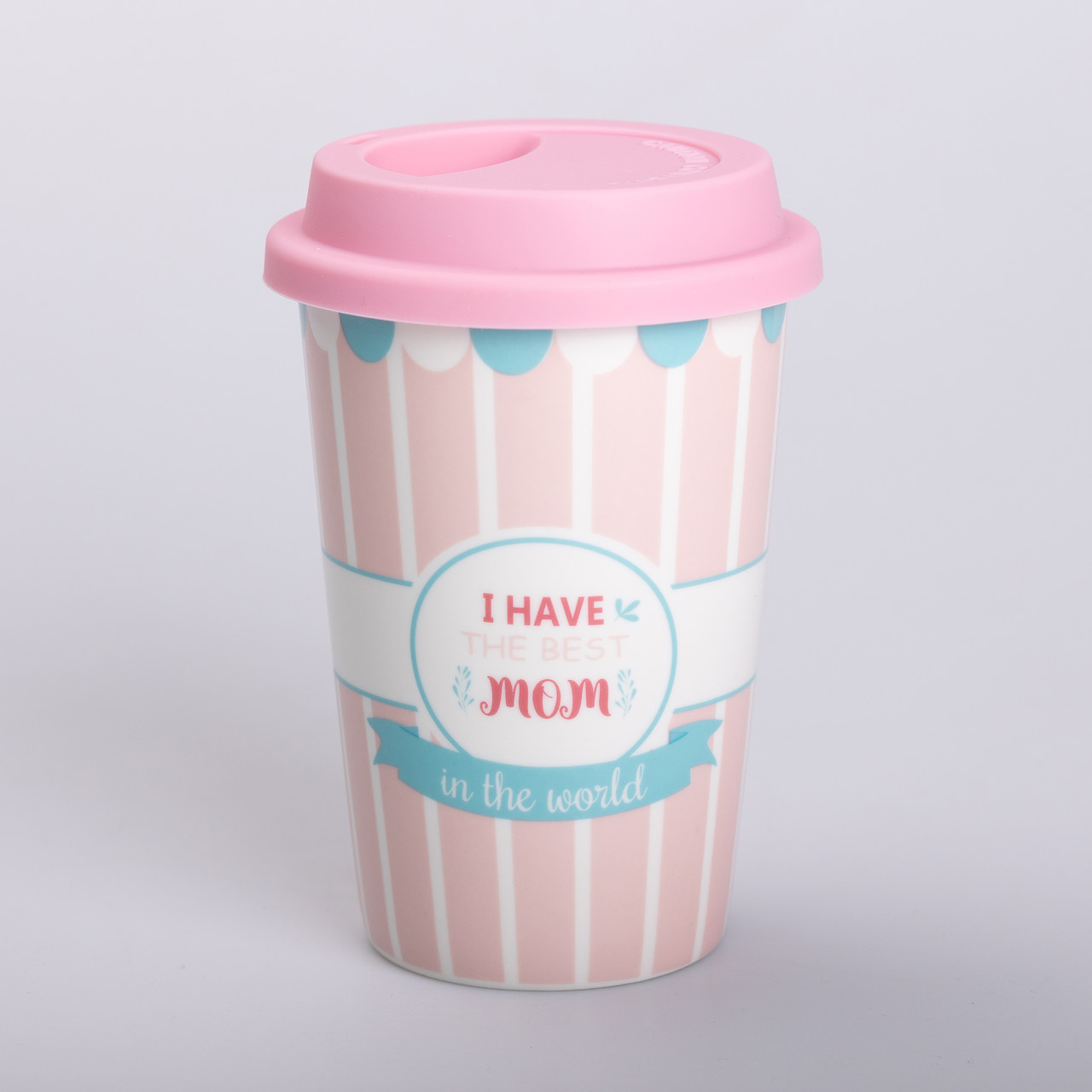 Склянка керамічна 420 (мл) з силіконовою кришкою I have the best mom