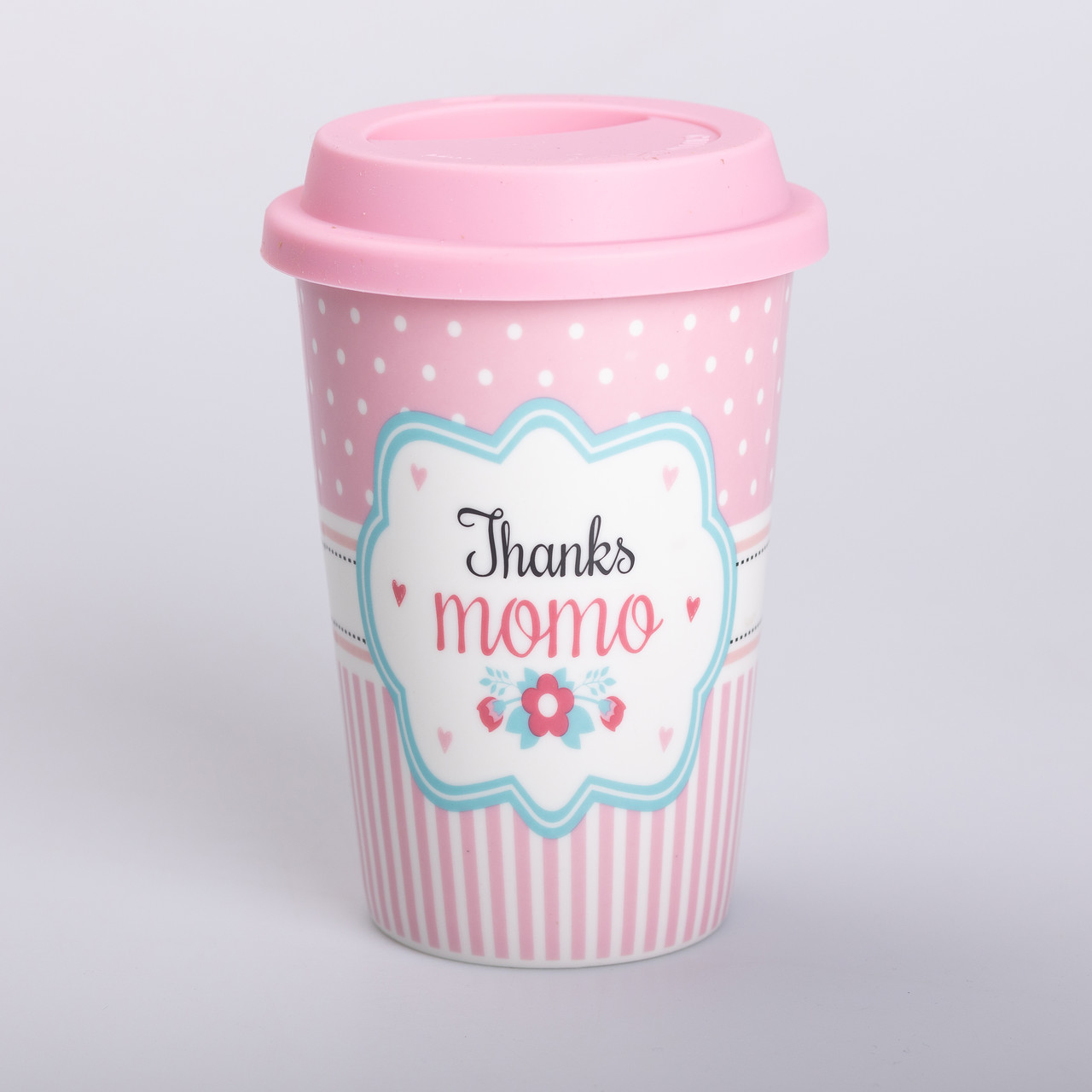 Склянка керамічна 420 (мл) з силіконовою кришкою Thanks momo