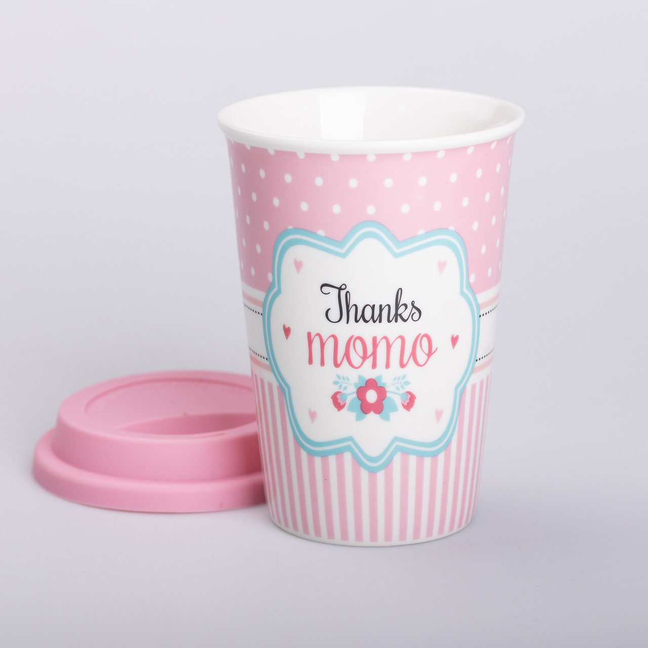 Склянка керамічна 420 (мл) з силіконовою кришкою Thanks momo