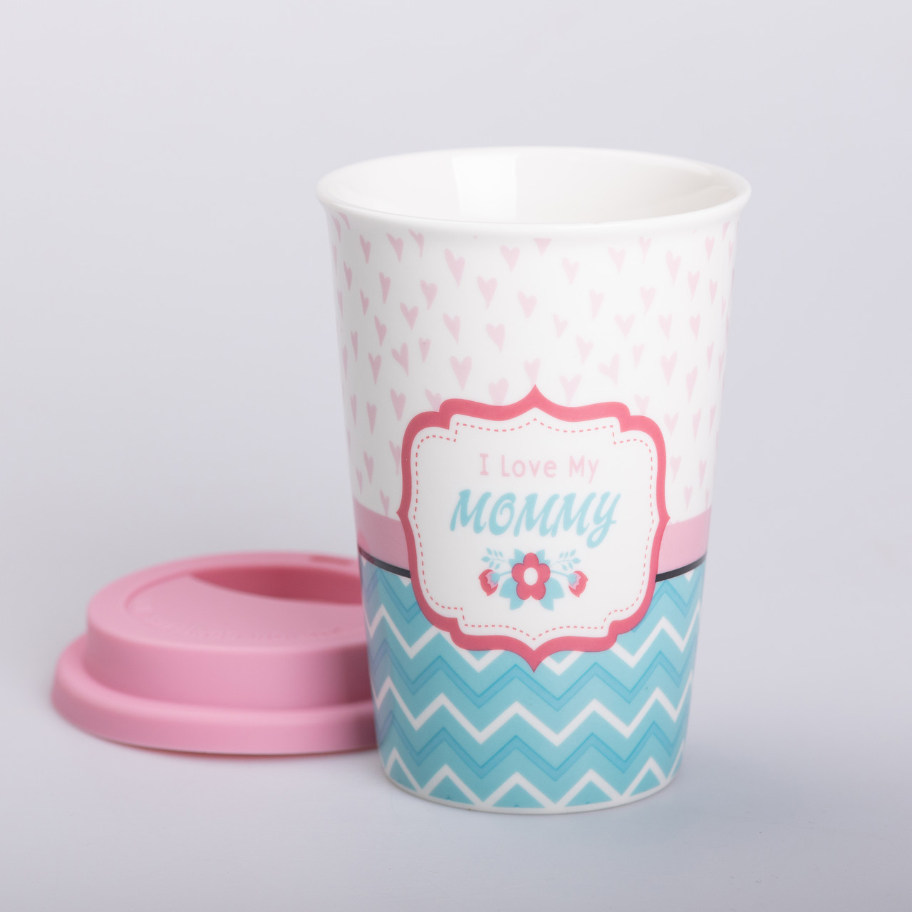 Склянка керамічна 420 (мл) із силіконовою кришкою I love my mommy