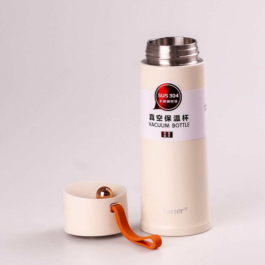 Термос металевий • термокухоль з нержавіючої сталі • чашка термос Бежевий