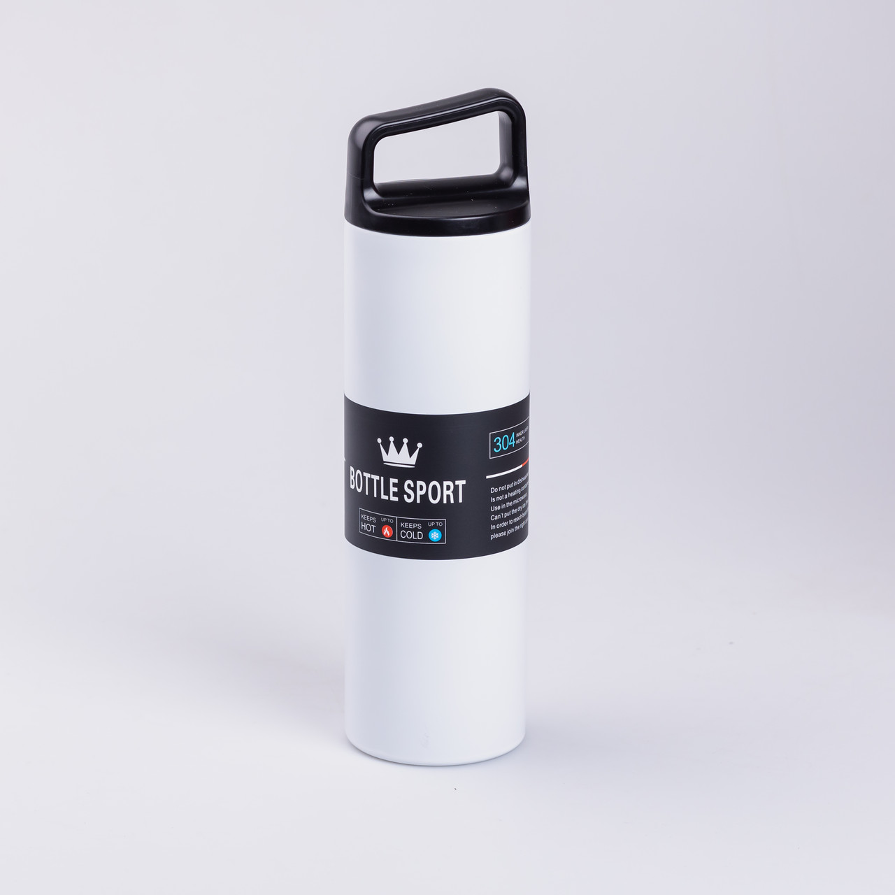 Термос металевий 500 мл з нержавіючої сталі Bottle Sport з ручкою білий