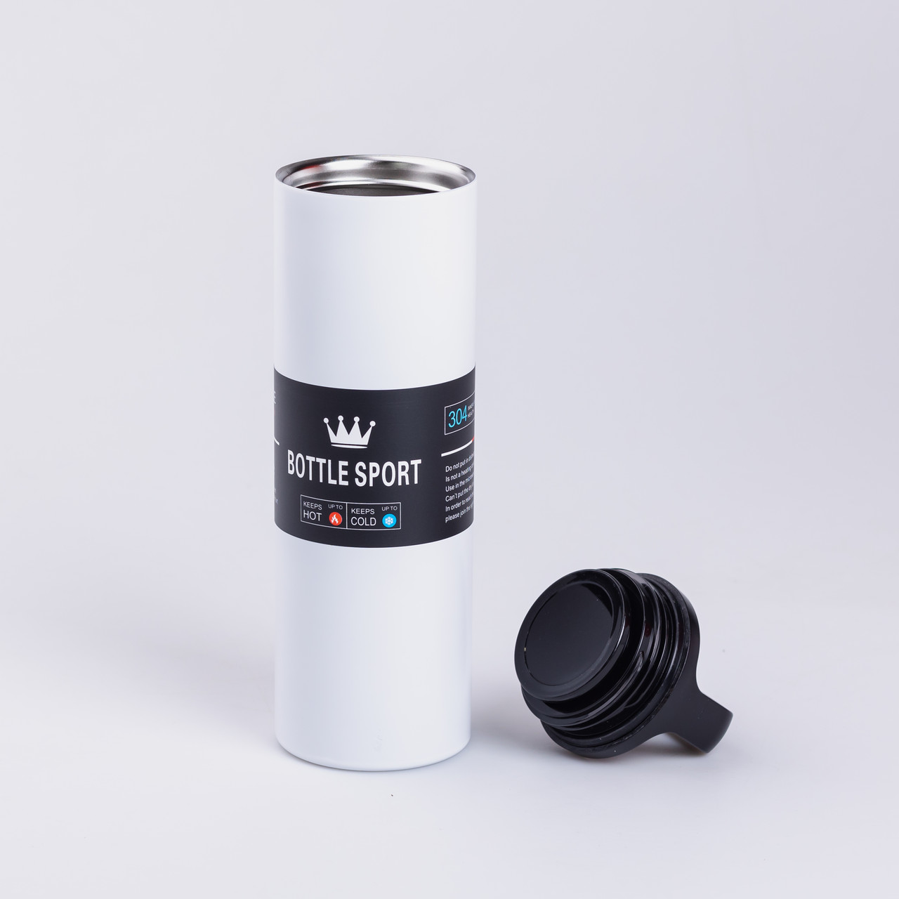 Термос металевий 500 мл з нержавіючої сталі Bottle Sport з ручкою білий