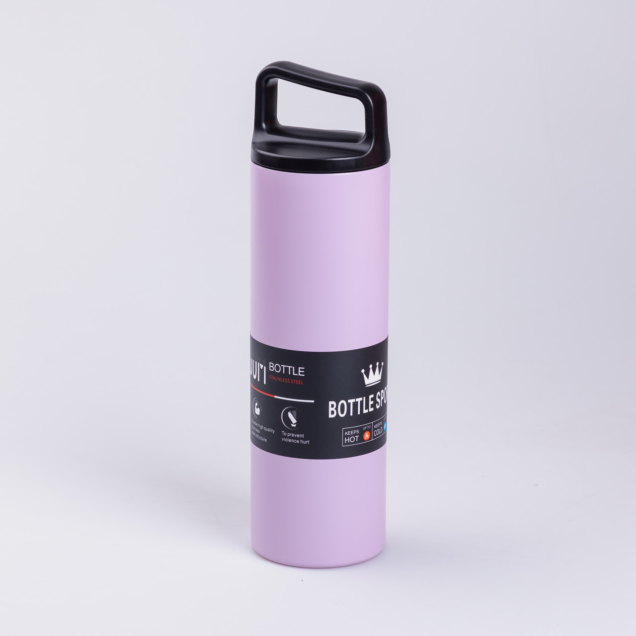 Термос металевий 500 мл з нержавіючої сталі Bottle Sport з ручкою фіолетовий