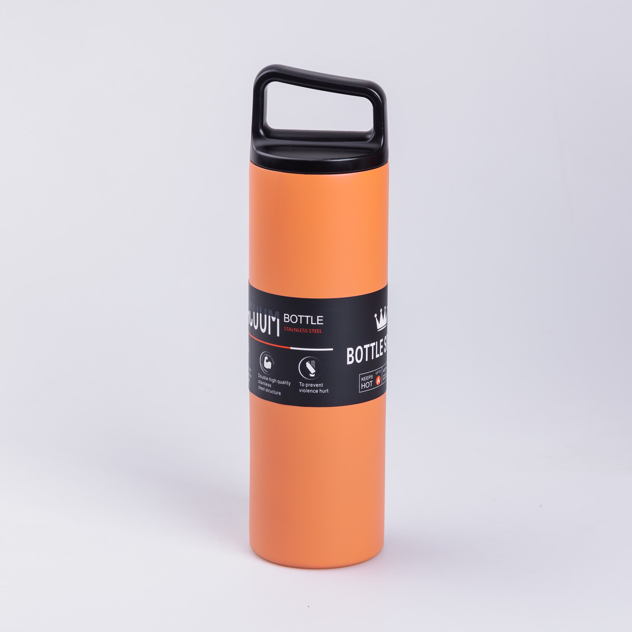 Термос металевий 500 мл з нержавіючої сталі Bottle Sport з ручкою помаранчевий