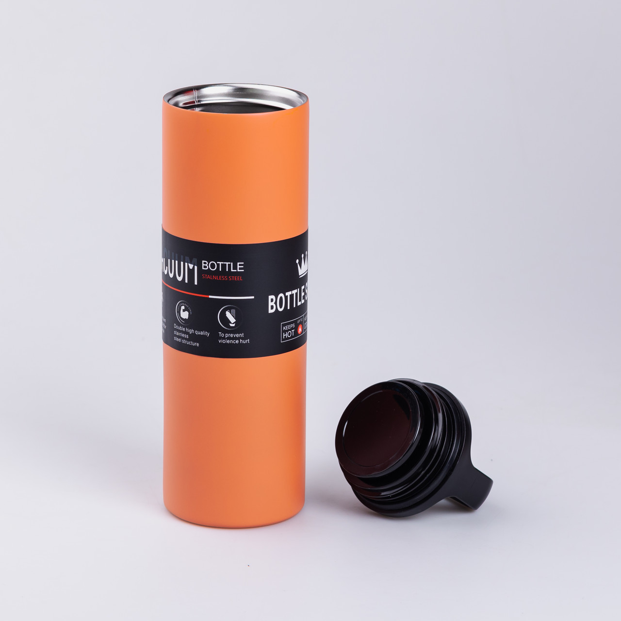 Термос металевий 500 мл з нержавіючої сталі Bottle Sport з ручкою помаранчевий