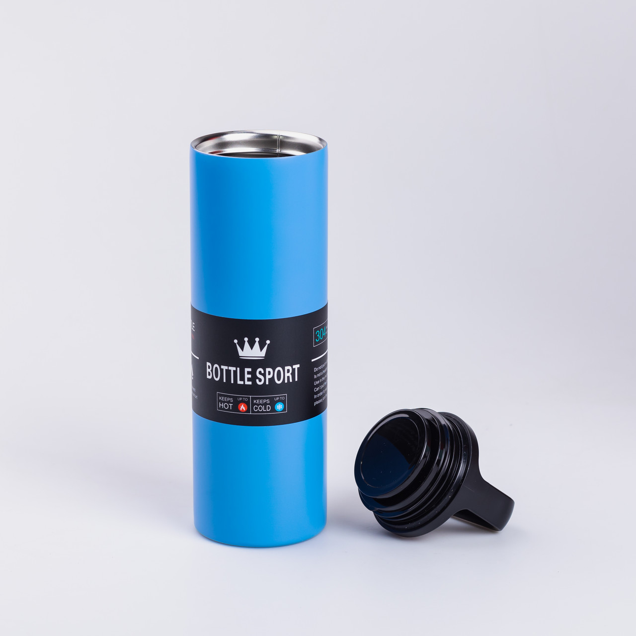 Термос металевий 500 мл з нержавіючої сталі Bottle Sport з ручкою синій