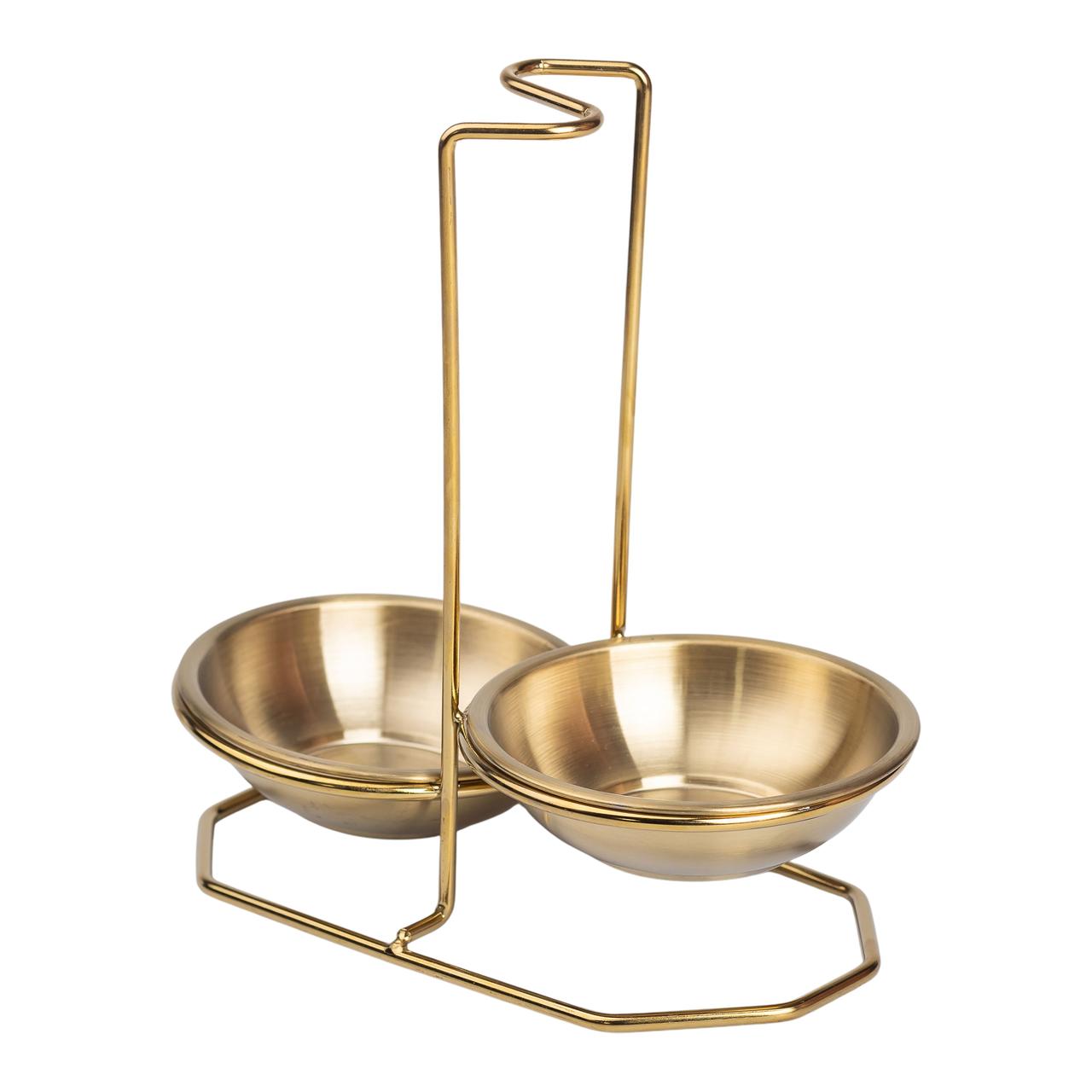 Вертикальна підставка для половника або ложок 20×12.5×19.5 см на 2 секці Золото