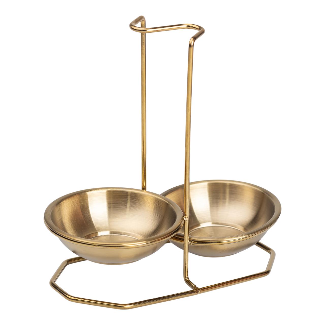 Вертикальна підставка для половника або ложок 20×12.5×19.5 см на 2 секці Золото