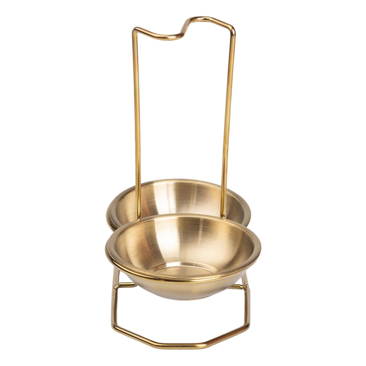 Вертикальна підставка для половника або ложок 20×12.5×19.5 см на 2 секці Золото