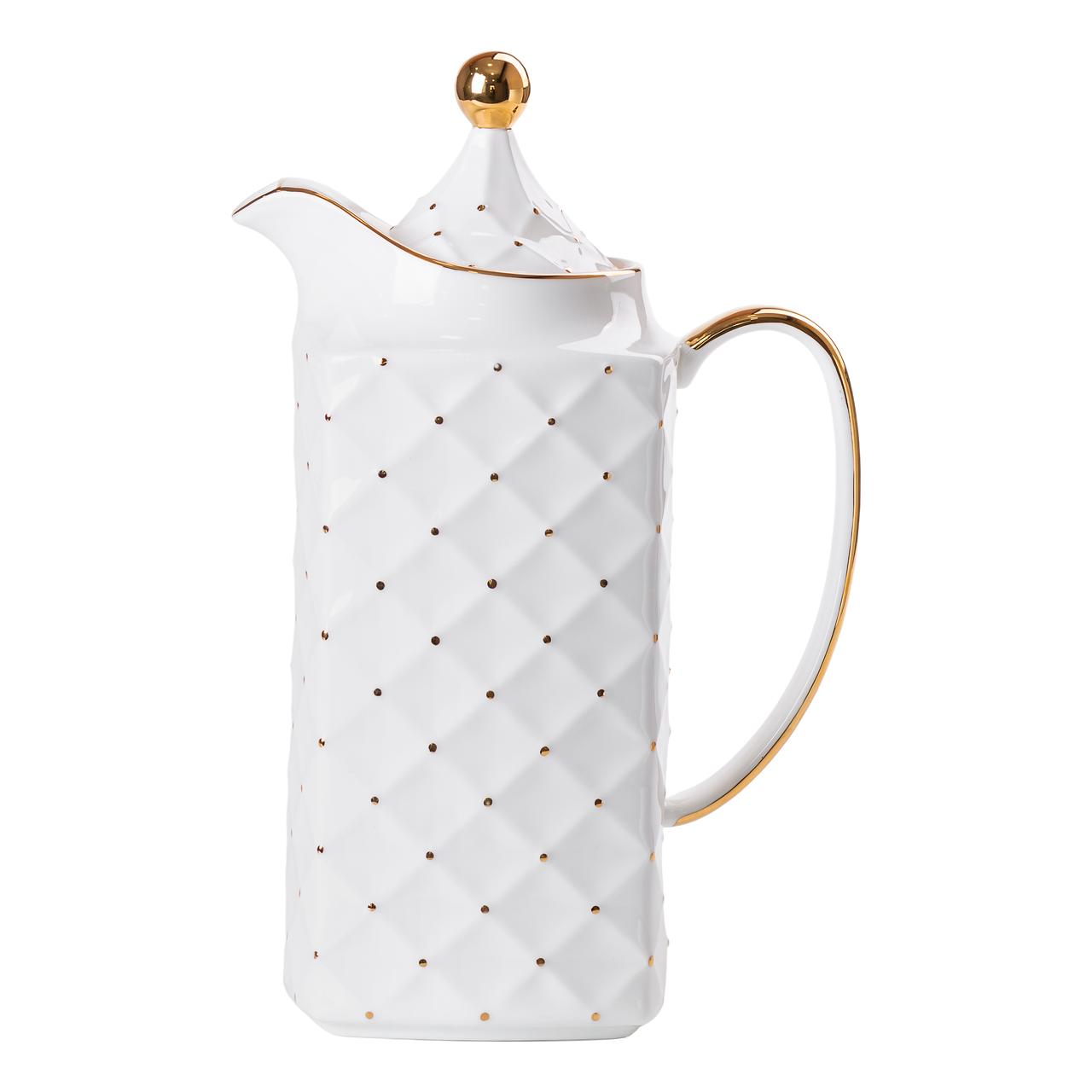 Чайний набір на 6 персон, із заварювальним чайником, білий.