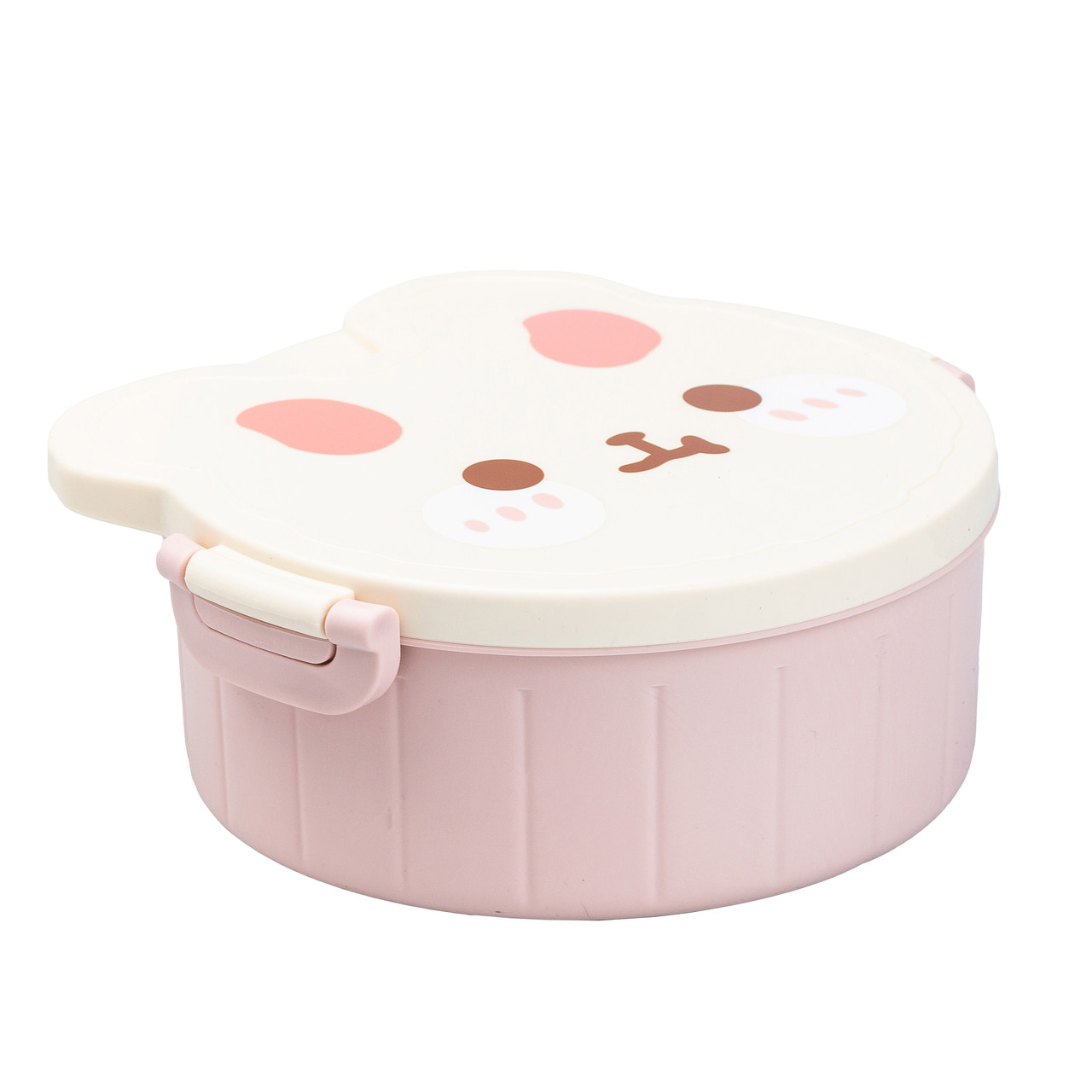 Дитячий ланч бокс на три секції 950 мл пластиковий з вилкою та ложкою "Ведмедик" Рожевий