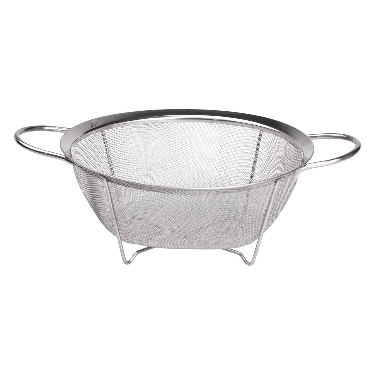 Друшляк з двома ручками 22 см дрібнокомірчаста сітка з нержавіючої сталі