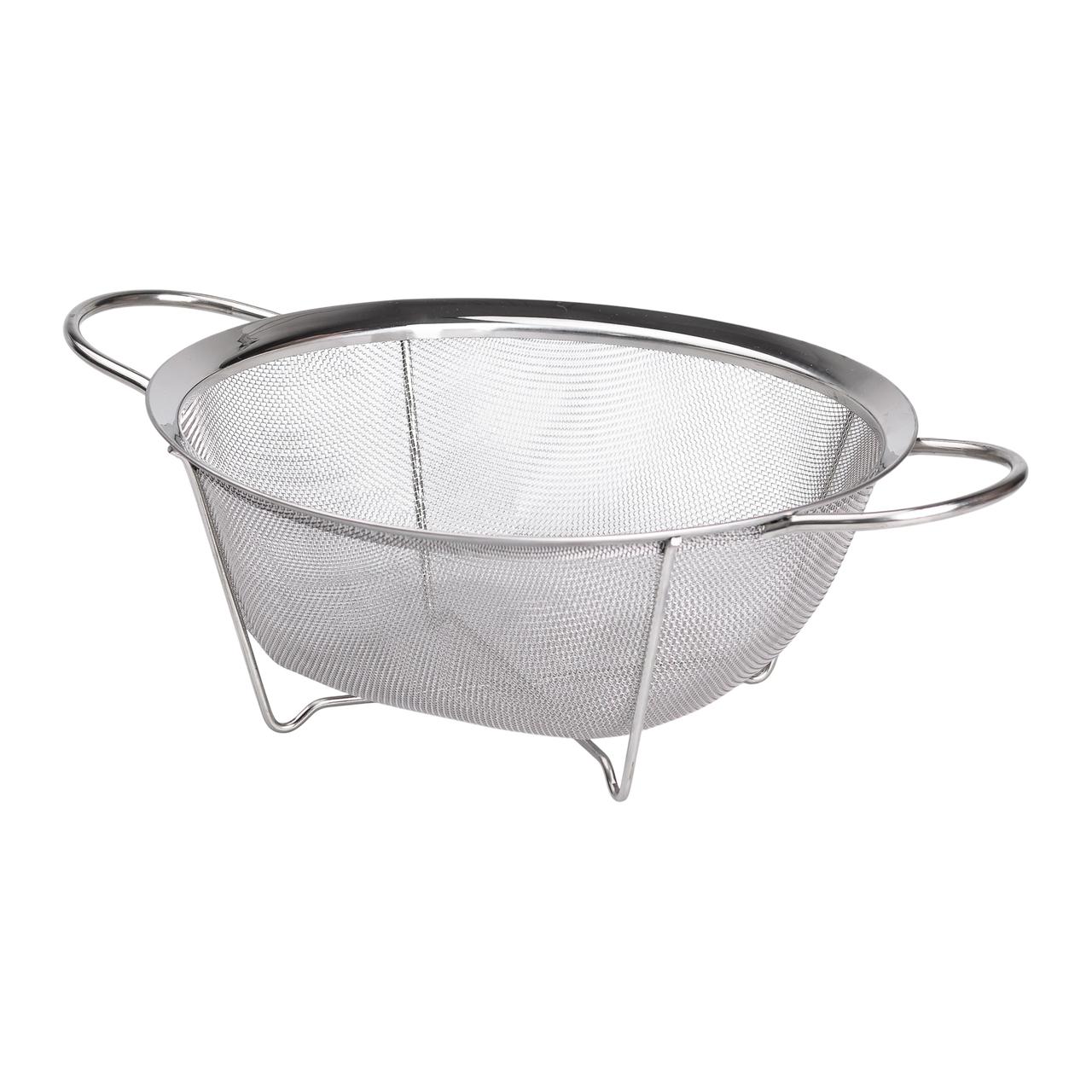 Друшляк з двома ручками 22 см дрібнокомірчаста сітка з нержавіючої сталі