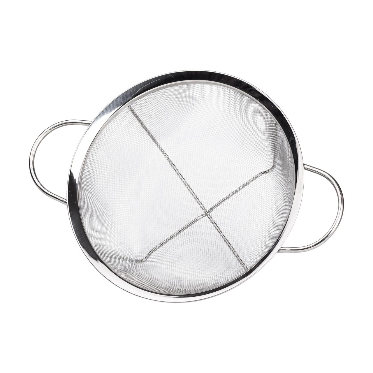 Друшляк з двома ручками 22 см дрібнокомірчаста сітка з нержавіючої сталі