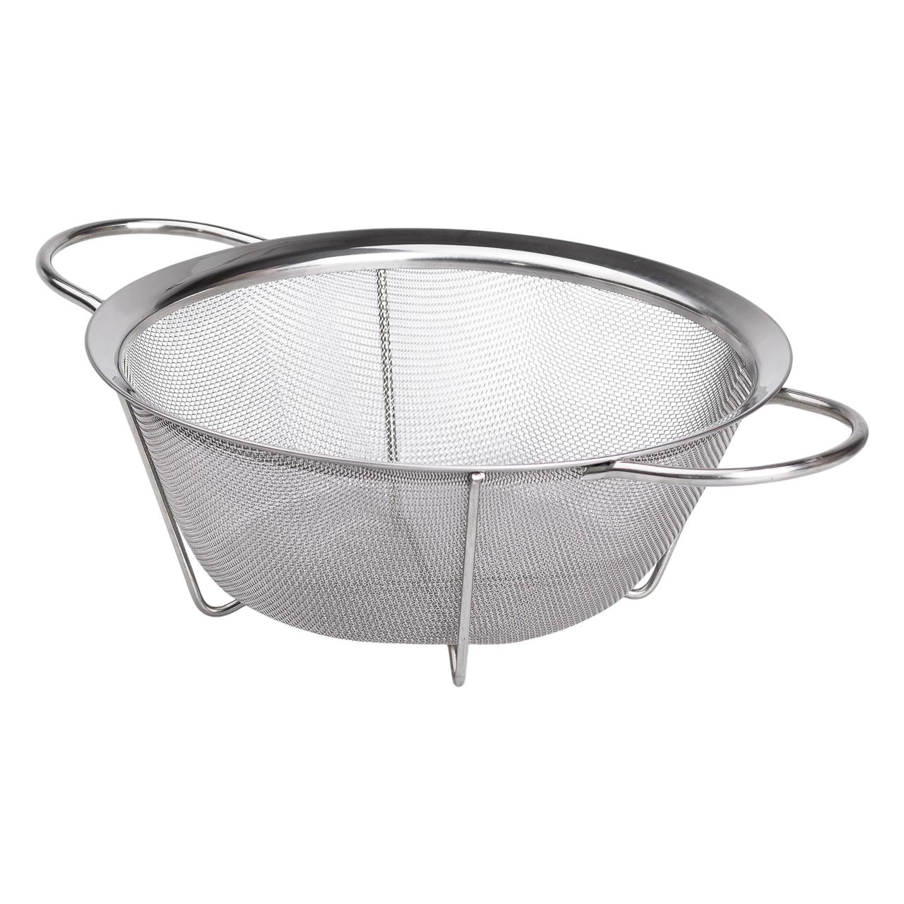 Друшляк з двома ручками 25 см дрібнокомірчаста сітка з нержавіючої сталі