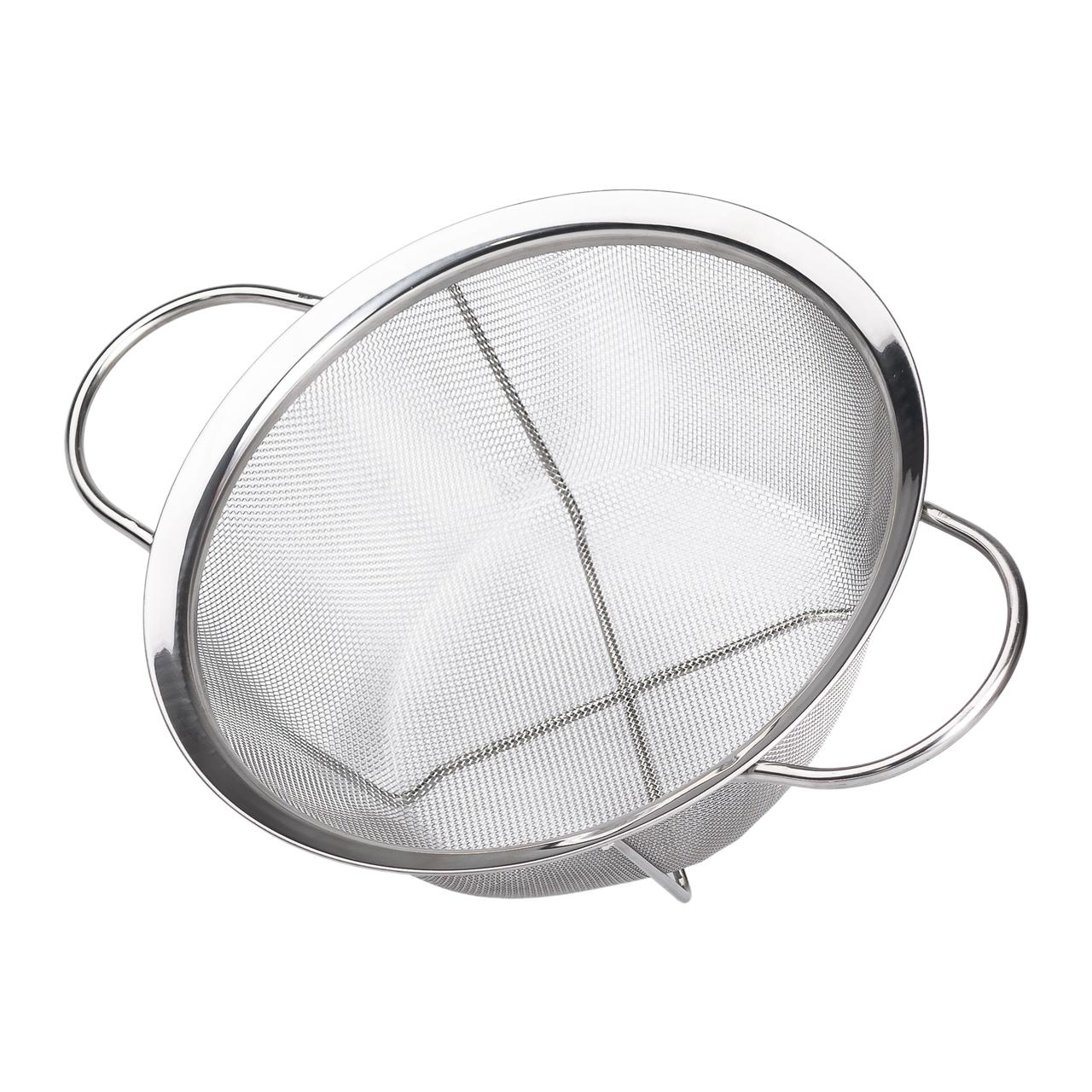 Друшляк з двома ручками 25 см дрібнокомірчаста сітка з нержавіючої сталі