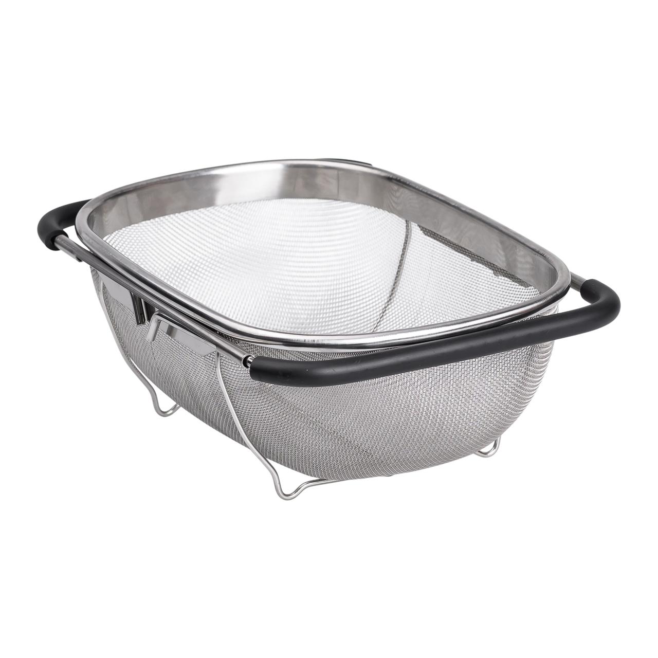 Друшляк сито на раковину для миття овочів та фруктів 29х19х10 см з нержавіючої сталі