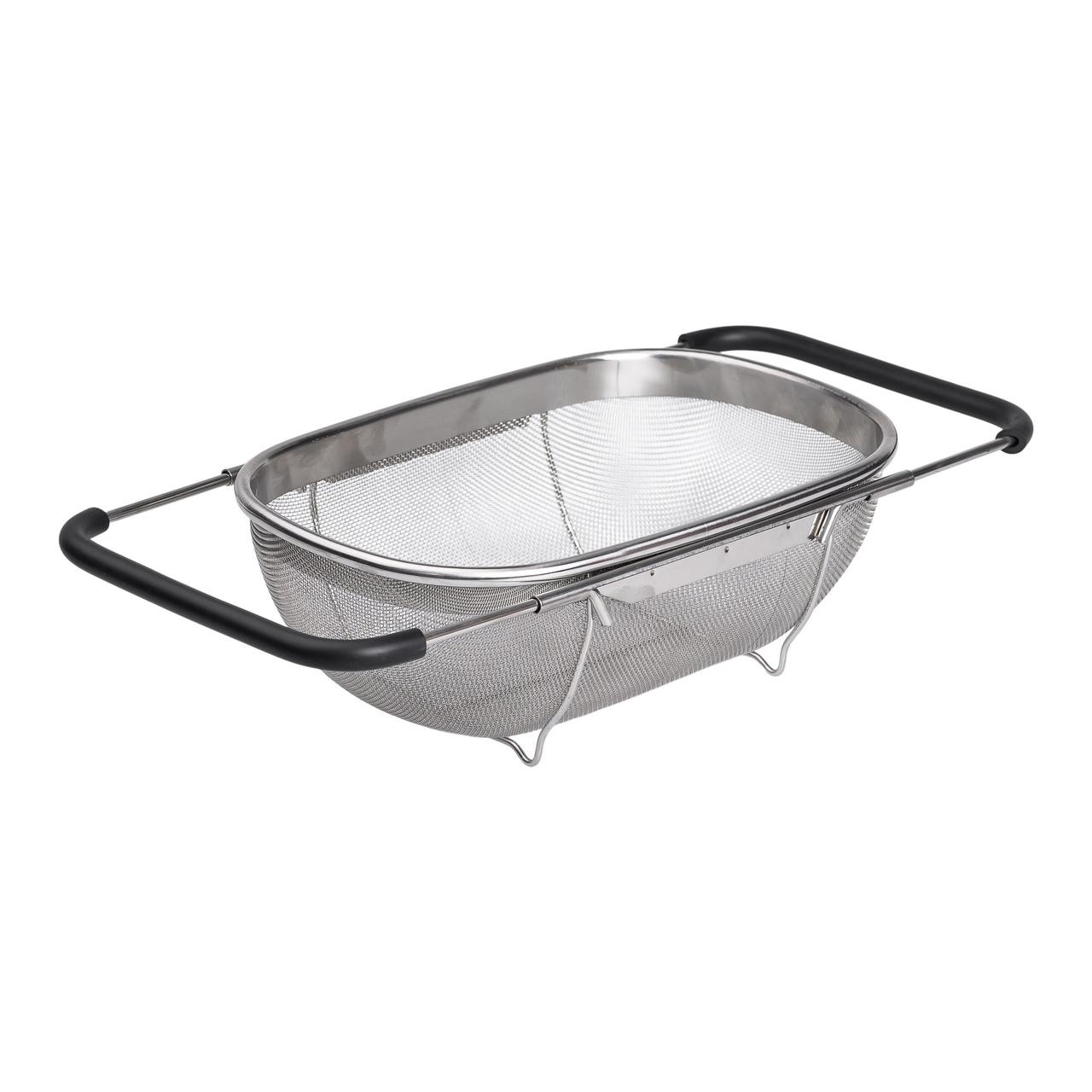 Друшляк сито на раковину для миття овочів та фруктів 29х19х10 см з нержавіючої сталі