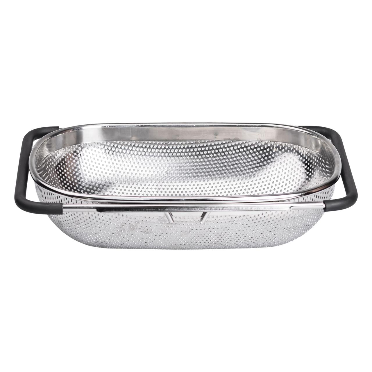 Друшляк сито на раковину для миття овочів та фруктів 36х24х9 см з нержавіючої сталі