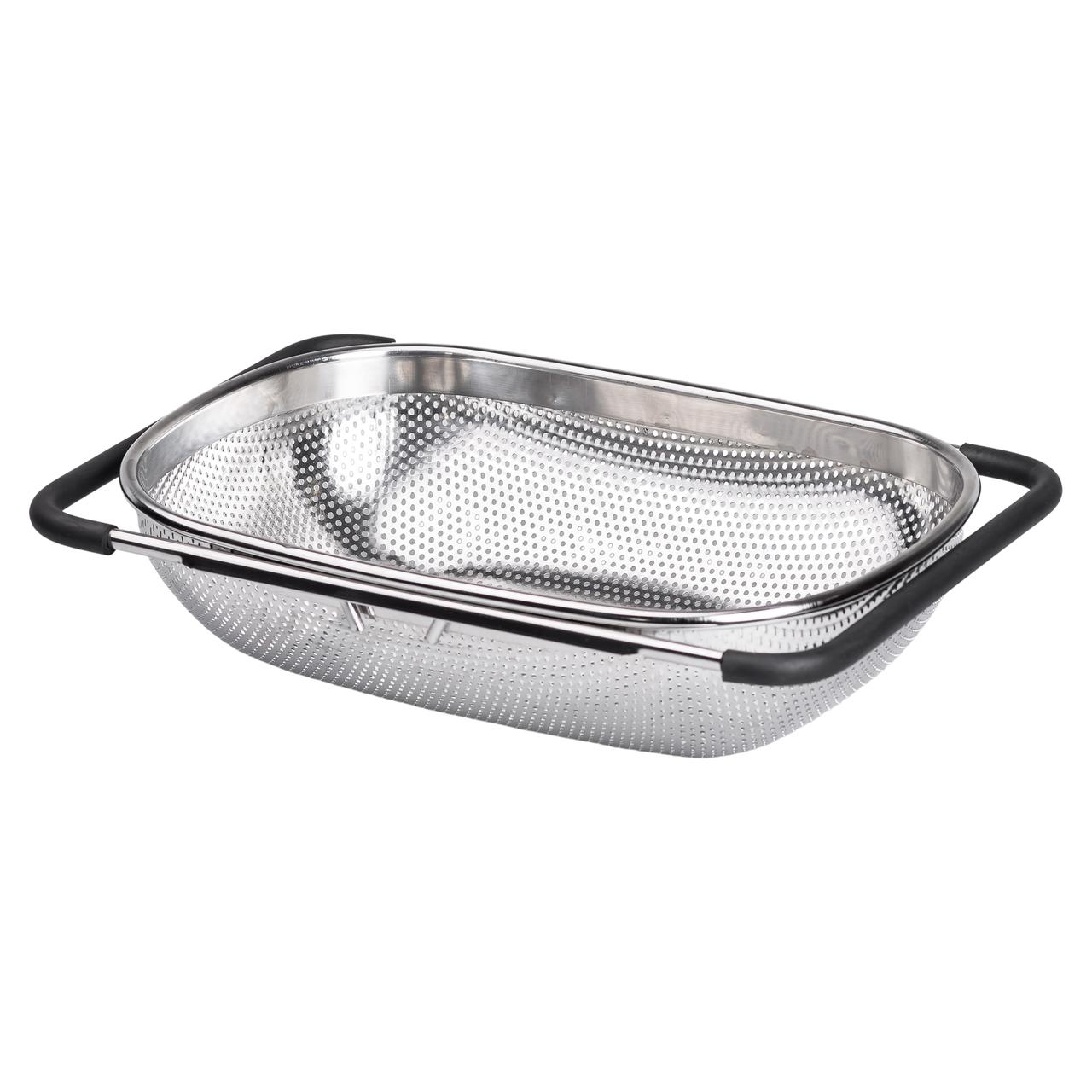 Друшляк сито на раковину для миття овочів та фруктів 36х24х9 см з нержавіючої сталі