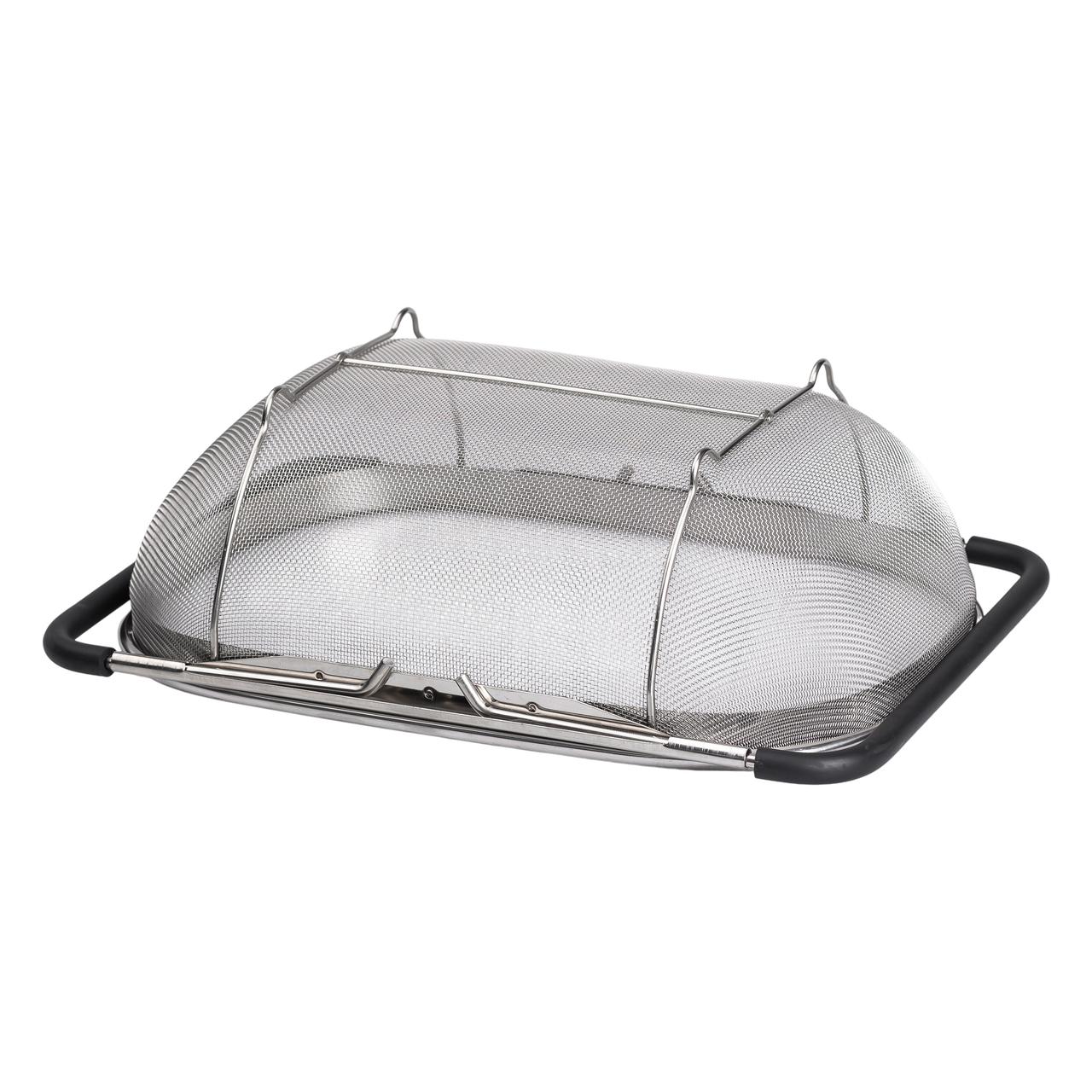 Друшляк сито на раковину для миття овочів та фруктів 36х25х10.5 см з нержавіючої сталі