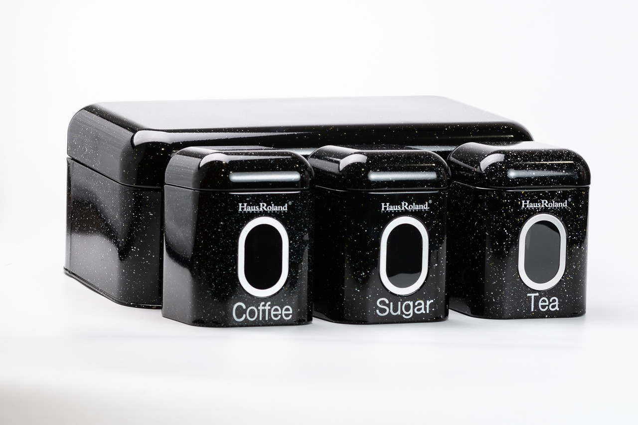 Кошики для хліба, чорні, з банками, для зберігання сипучих продуктів, набір із 3 штук, 1 літр.