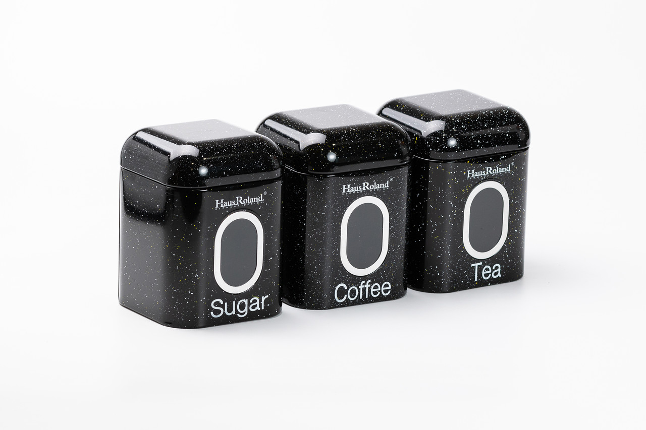 Кошики для хліба, чорні, з банками, для зберігання сипучих продуктів, набір із 3 штук, 1 літр.