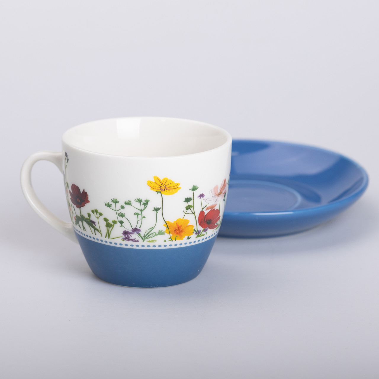 Керамічна чашка з блюдцем 250 (мл) для чаю та кави Синя