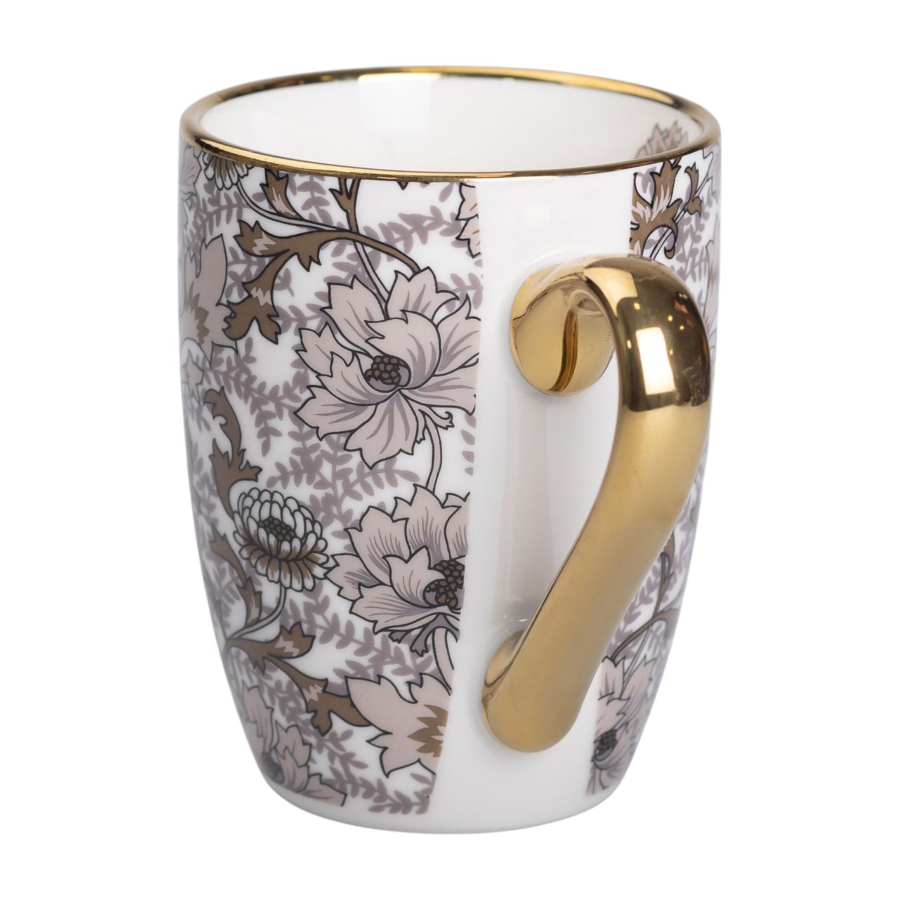 Керамічна кружка 400 (мл) із золотим обідком для чаю та кави Коричнева