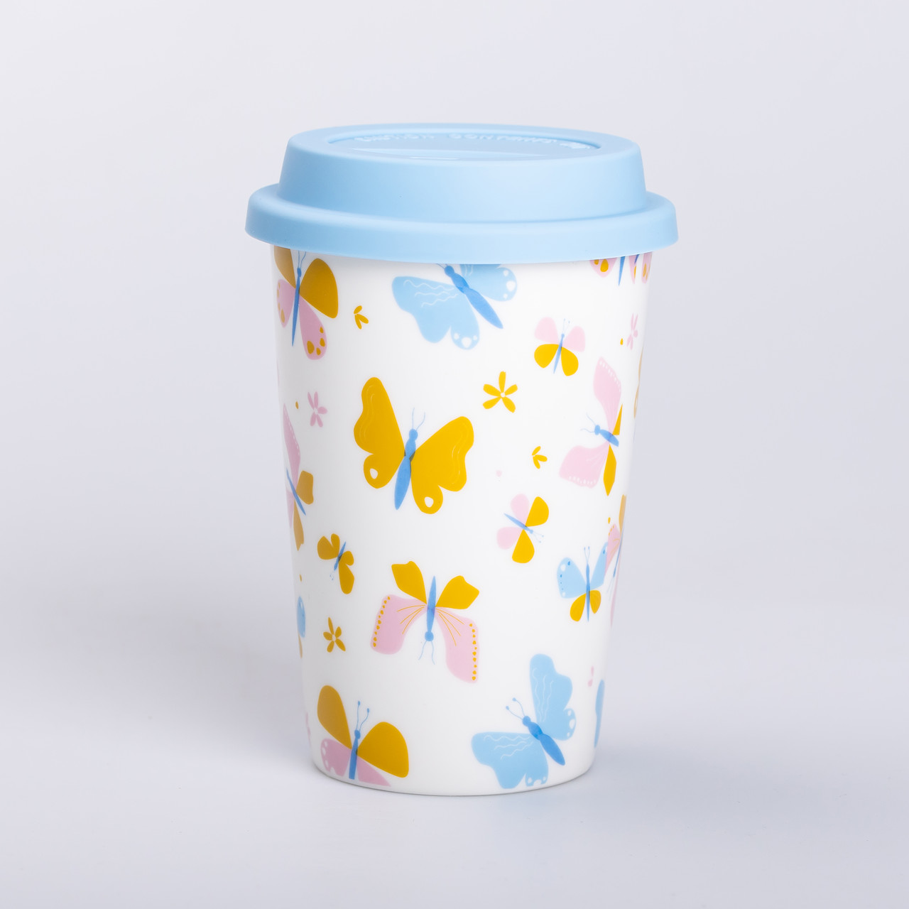 Керамічна склянка з силіконовою кришкою та отвором для трубочки 420 (мл) кружка без ручки