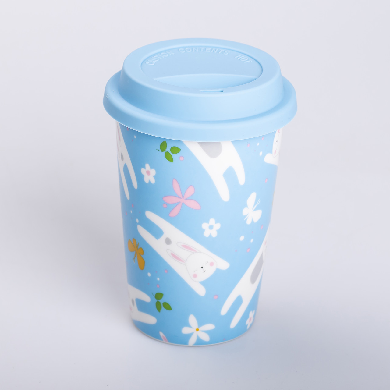 Керамічна склянка з силіконовою кришкою та отвором для трубочки 420 (мл) кружка без ручки