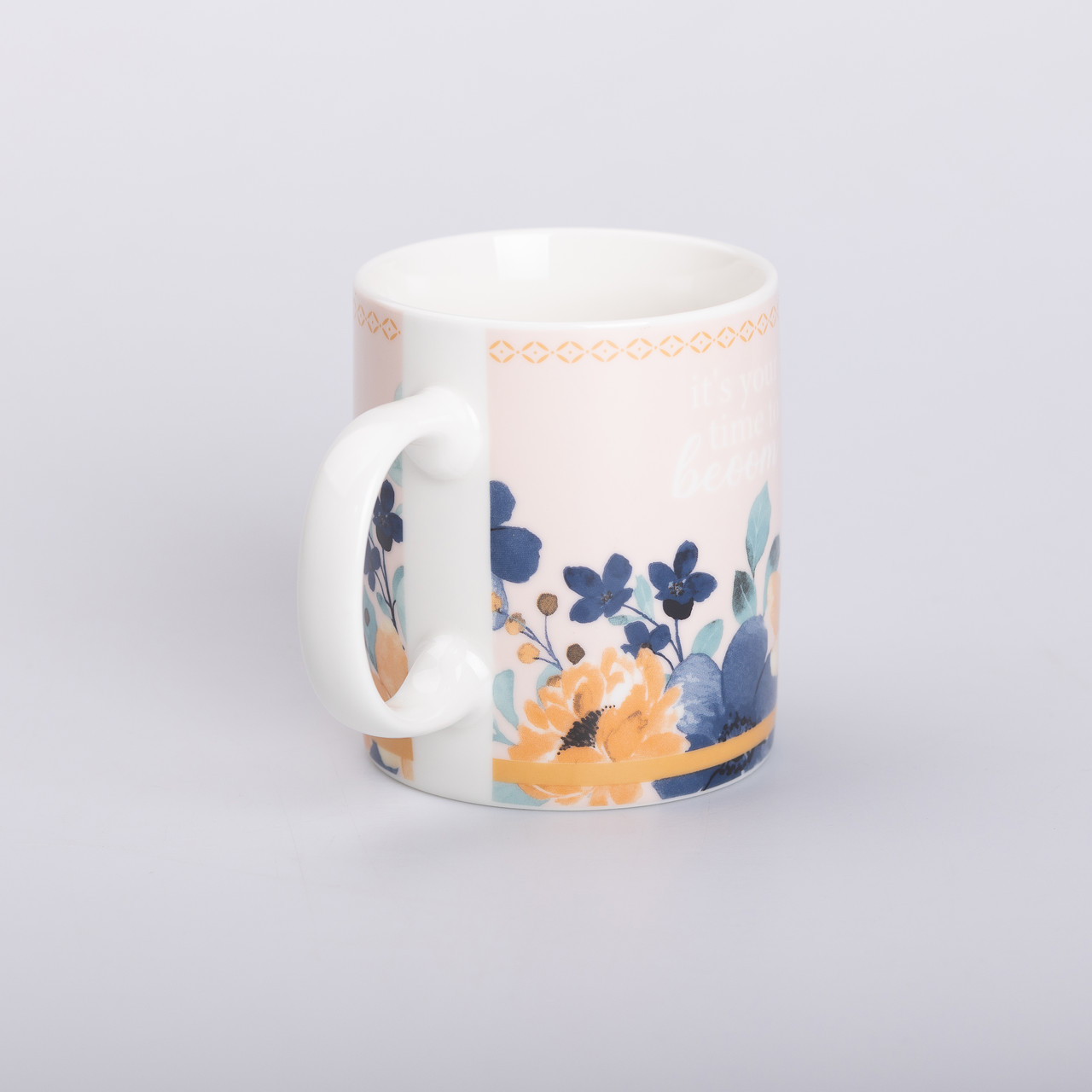 Чашка керамічна з квітковим принтом 400 (мл) для чаю та кави