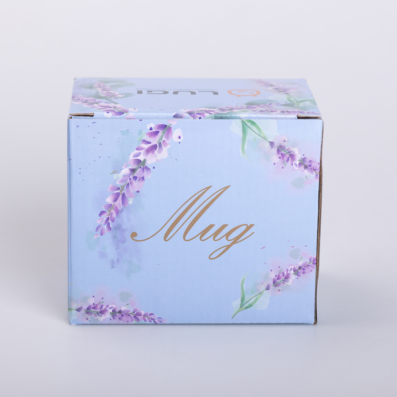 Чашка керамічна з квітковим принтом 400 (мл) для чаю та кави Блакитна