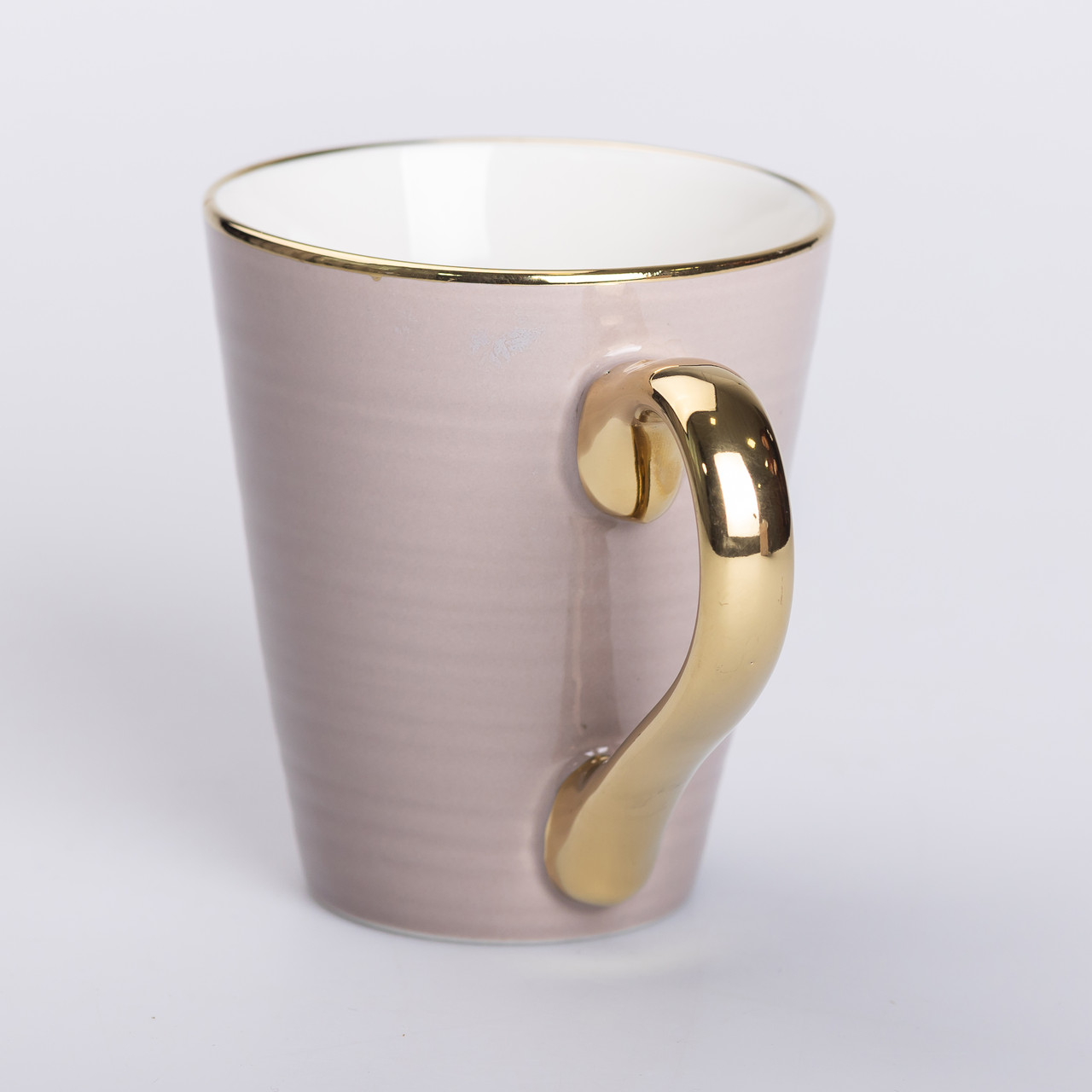 Чашка керамічна із золотим обідком та позолоченою ручкою 320 (мл) Кремова