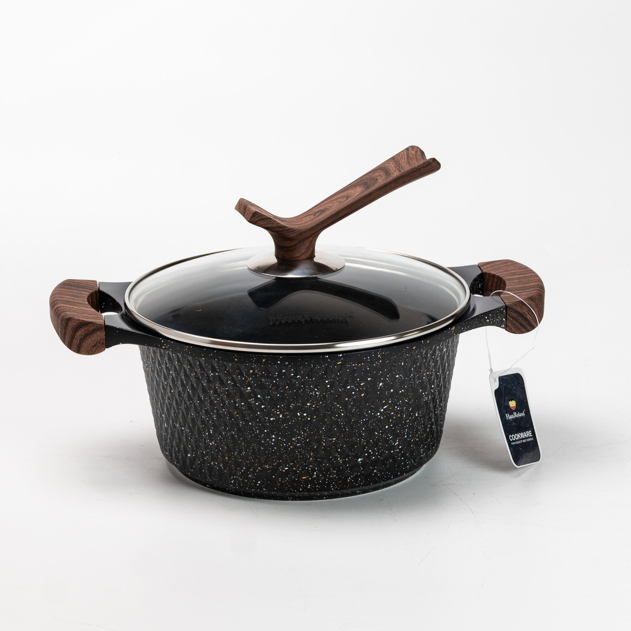 Набір каструль з антипригарним покриттям та кришкою з жароміцного скла