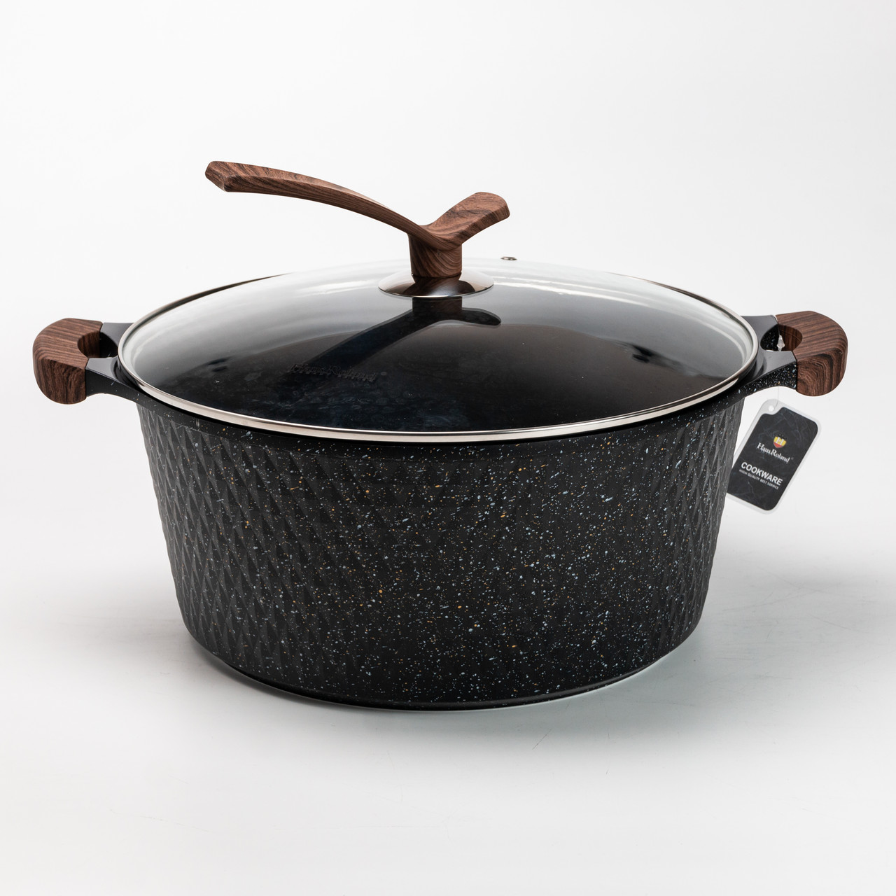 Набір каструль з антипригарним покриттям та кришкою з жароміцного скла