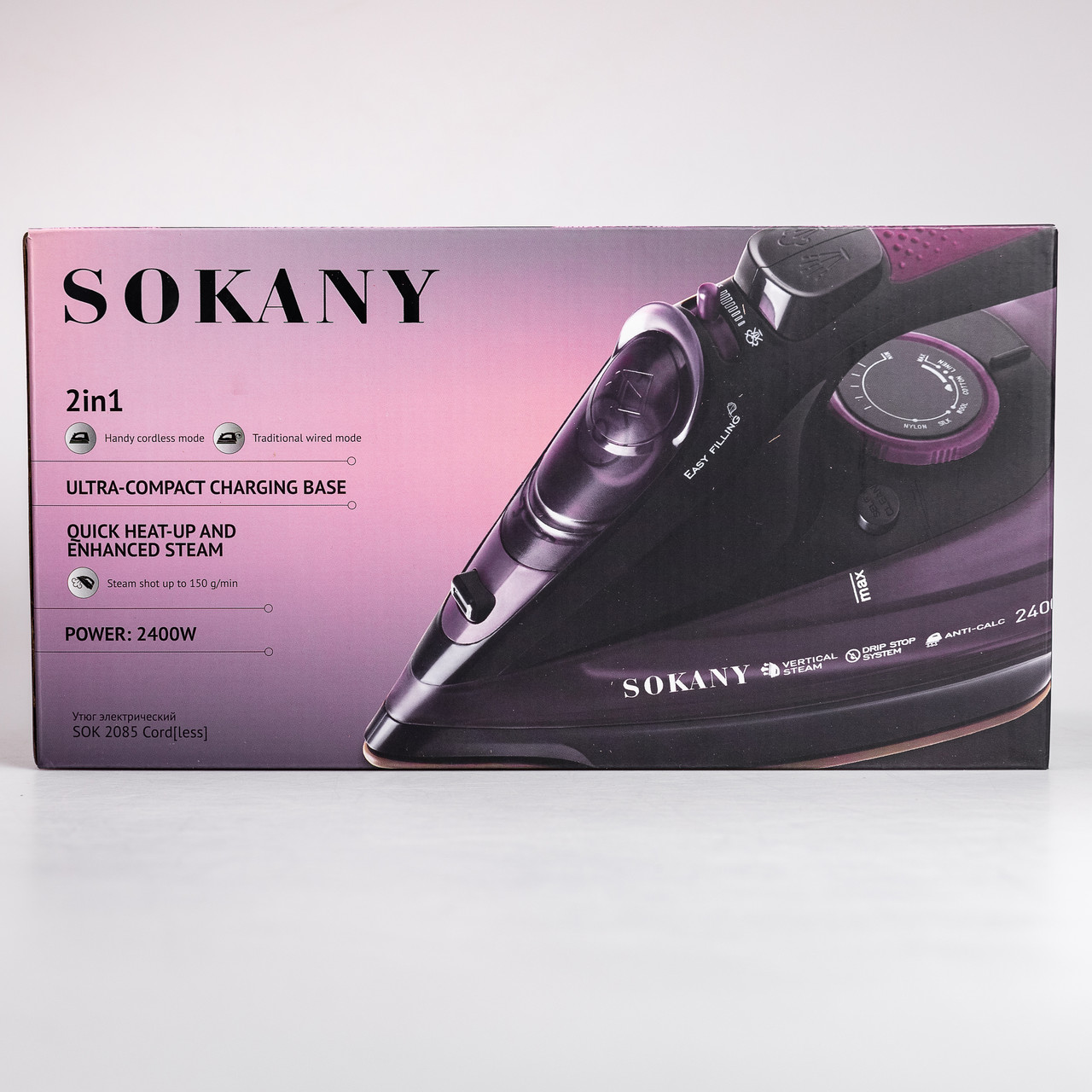 Праска бездротова для одягу SOKANY професійна парова 2400 Вт