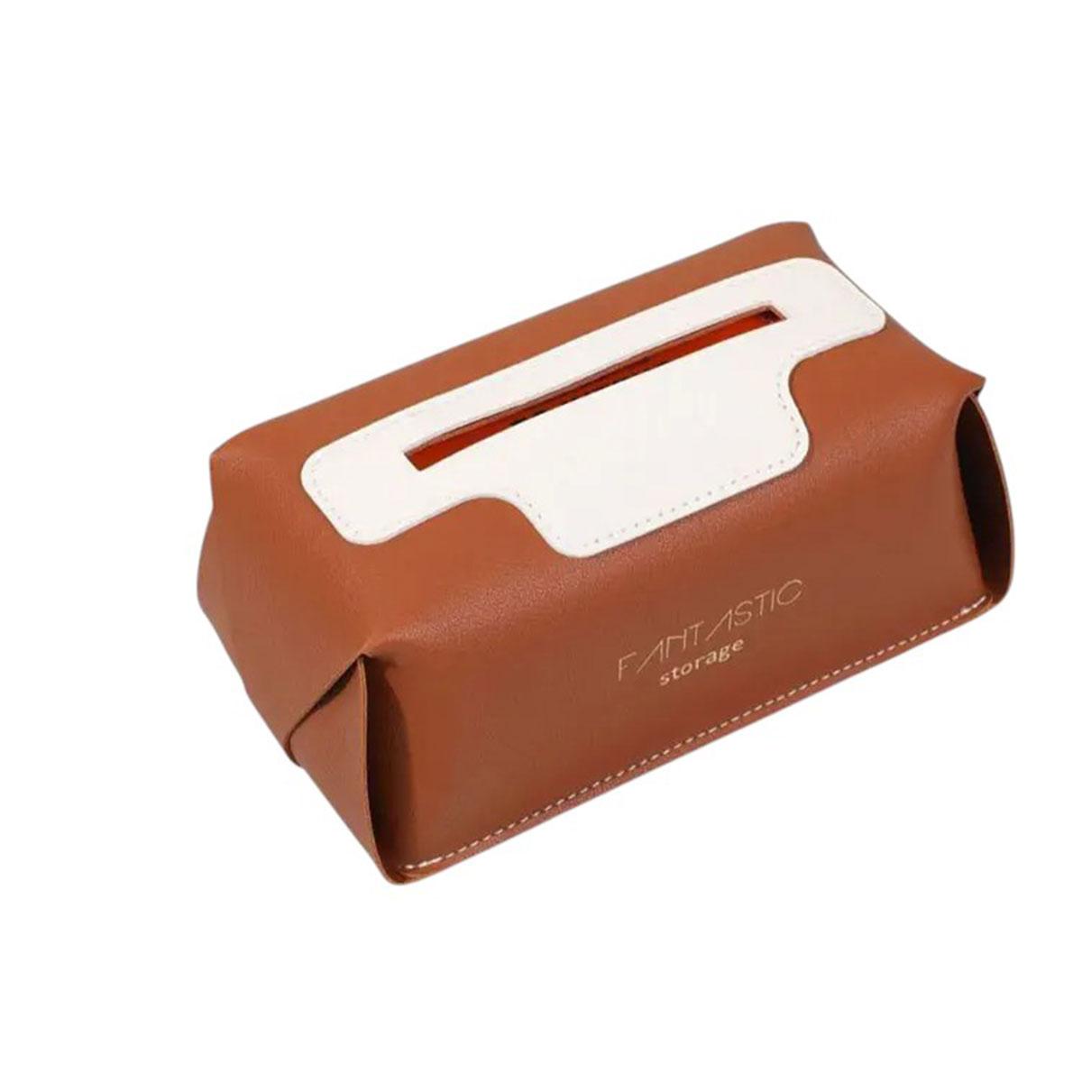 Серветниця автомобільна 21х12х8 см контейнер для серветок, Коричневий